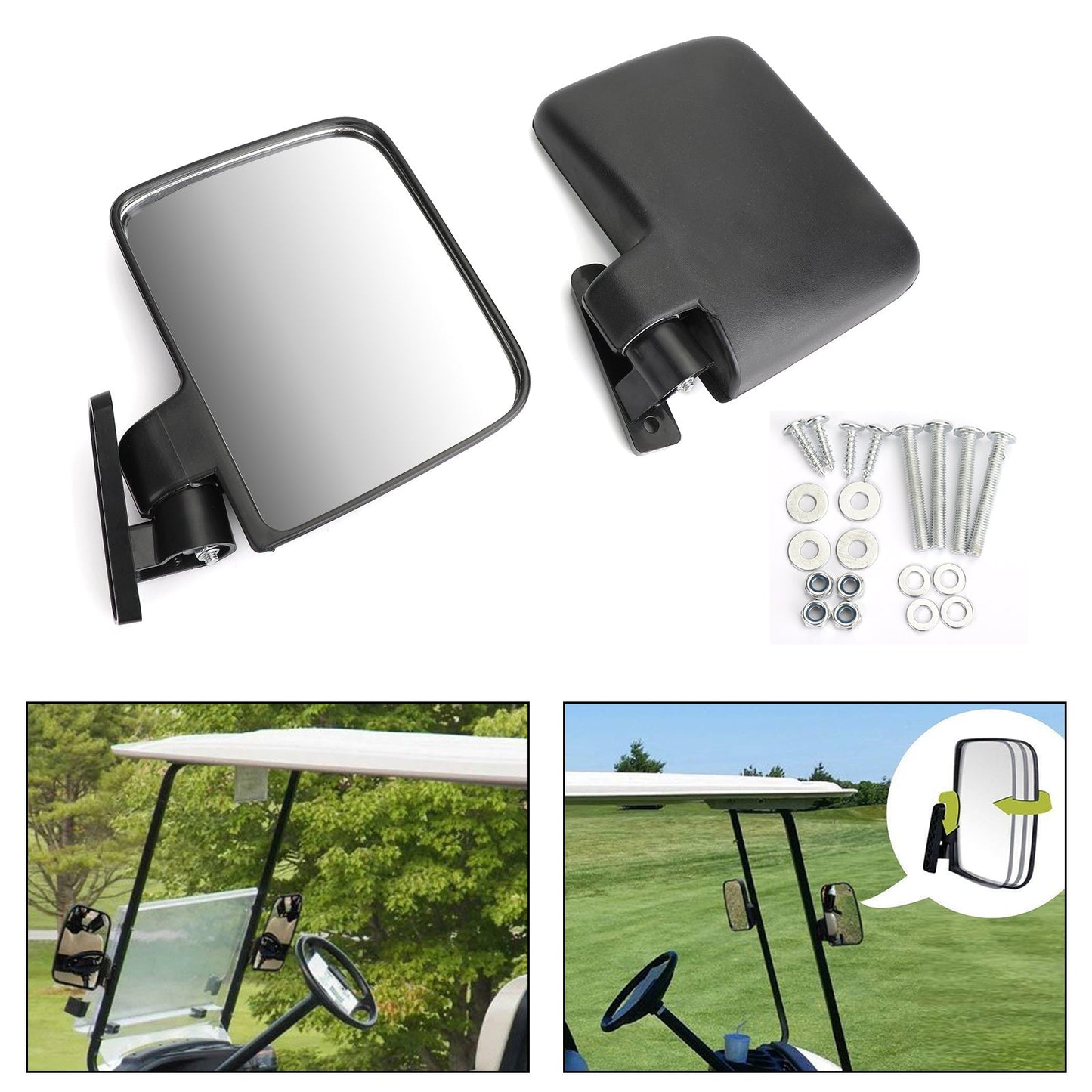 1 paio di specchietti laterali per carrello da golf Specchietto retrovisore adatto per Club Car per EZ-GO Yamaha Generico