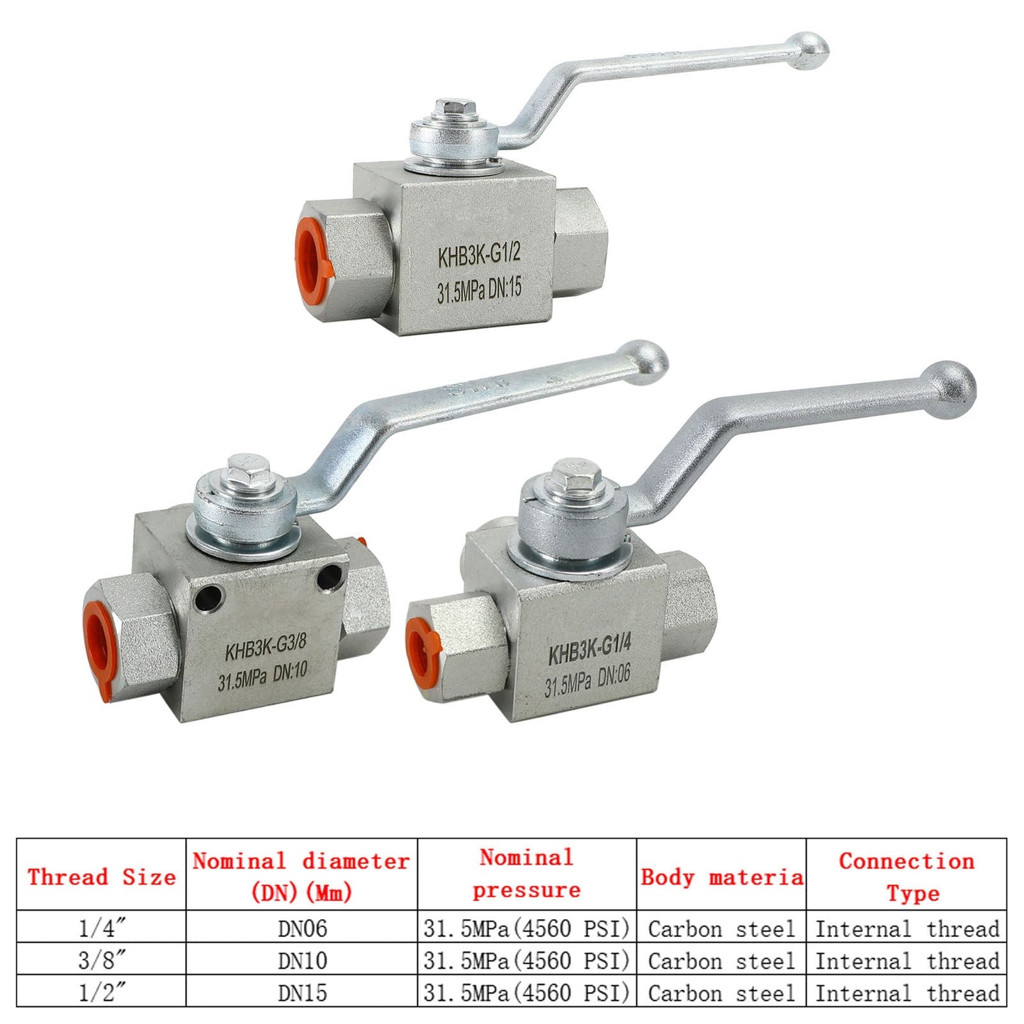 Valvola a sfera idraulica a 3 vie 1/4"/3/8"/1/2" NPT Valvola a sfera ad alta pressione femmina