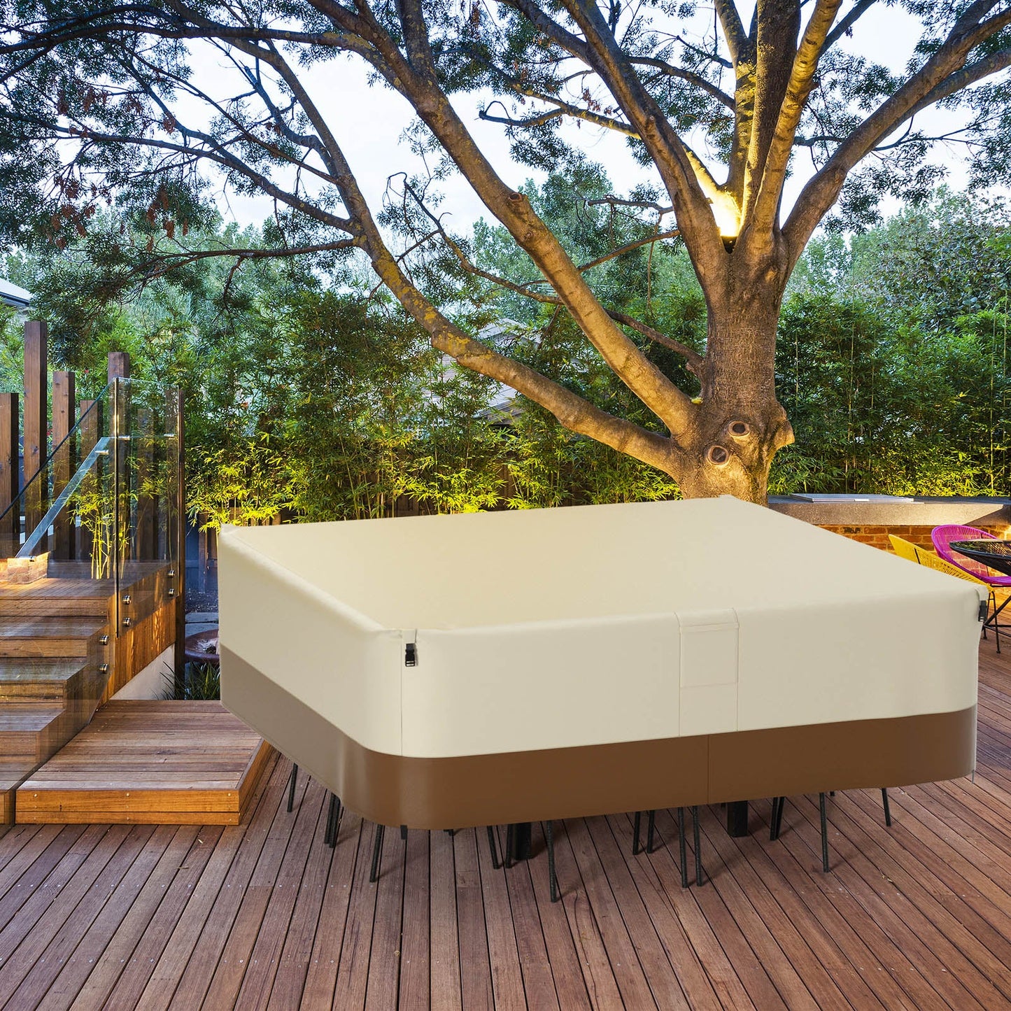 Copertura per mobili da giardino impermeabile quadrata 420D per tavolo e sedie da esterno