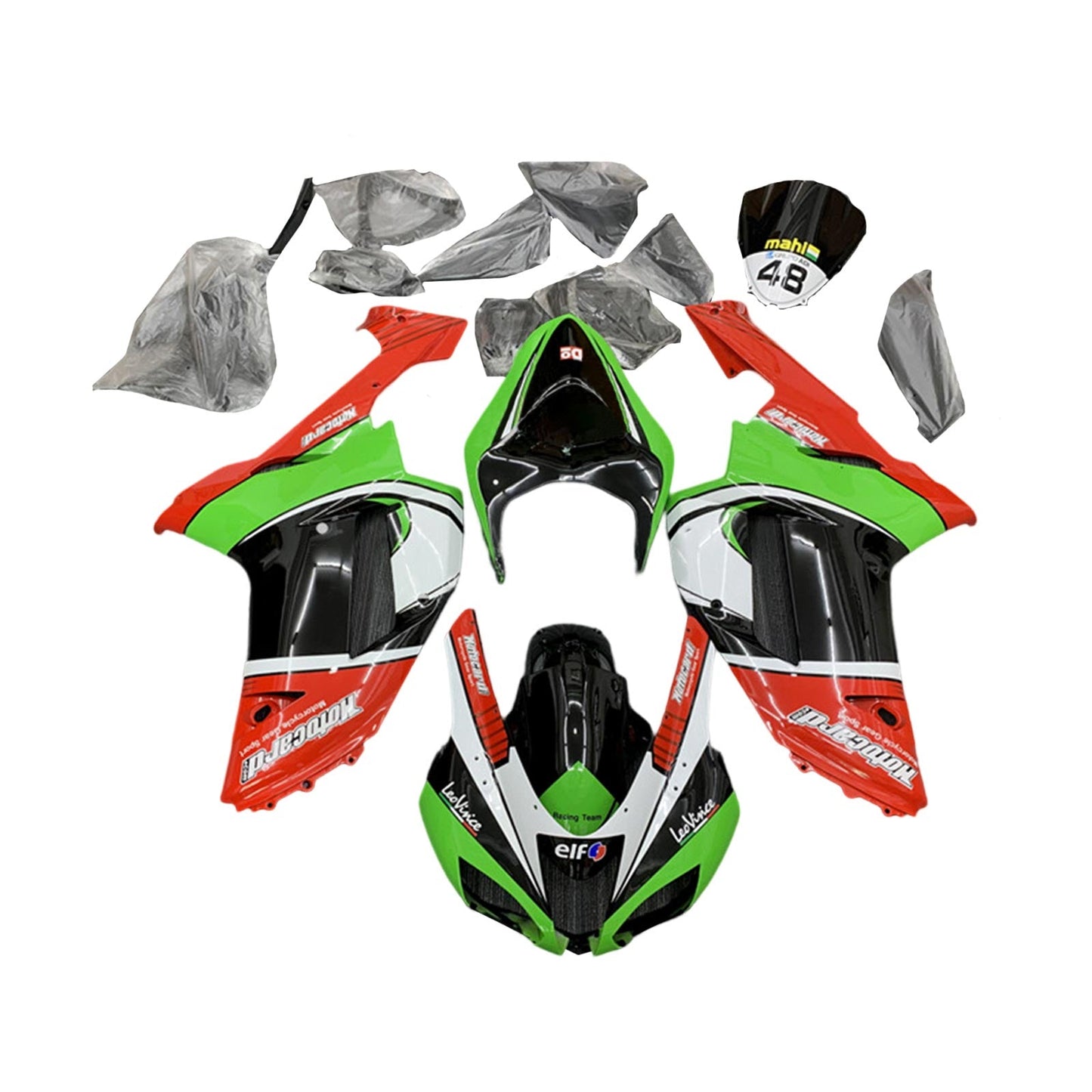 Amotopart Kawasaki ZX6R 636 2007-2008 Kit carena Carrozzeria Plastica ABS