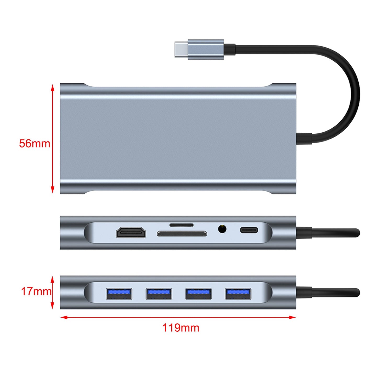 Uscita HD USB-C tipo C 11 in 1 HUB adattatore HD 4K USB 3.0 Dock multifunzione