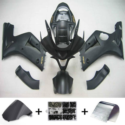 Amotopart 2003-2004 Kawasaki ZX6R 636 Kit di rivestimento nero con logo d'oro