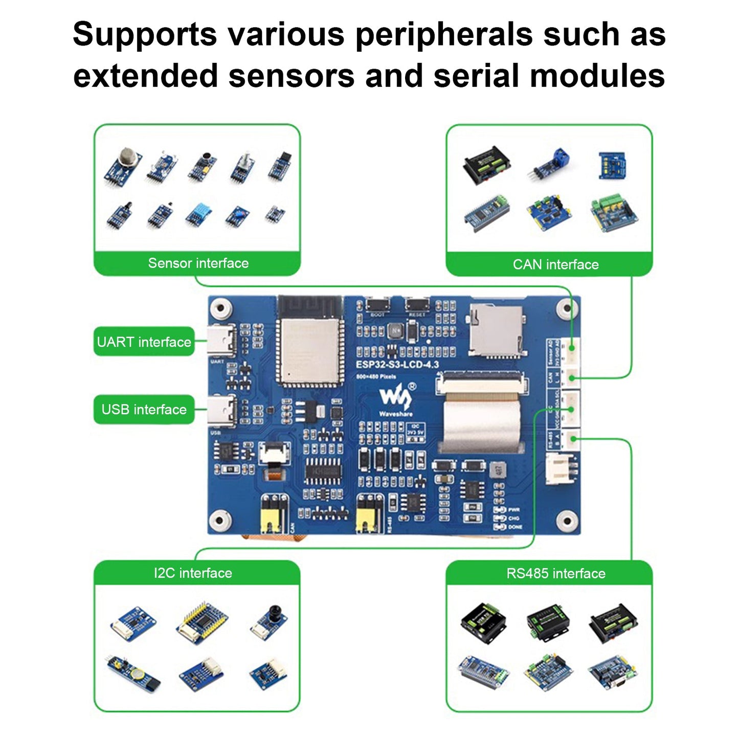 Scheda di sviluppo ESP32-S3 Touch screen capacitivo da 4,3 pollici LX7 Wifi Bluetooth