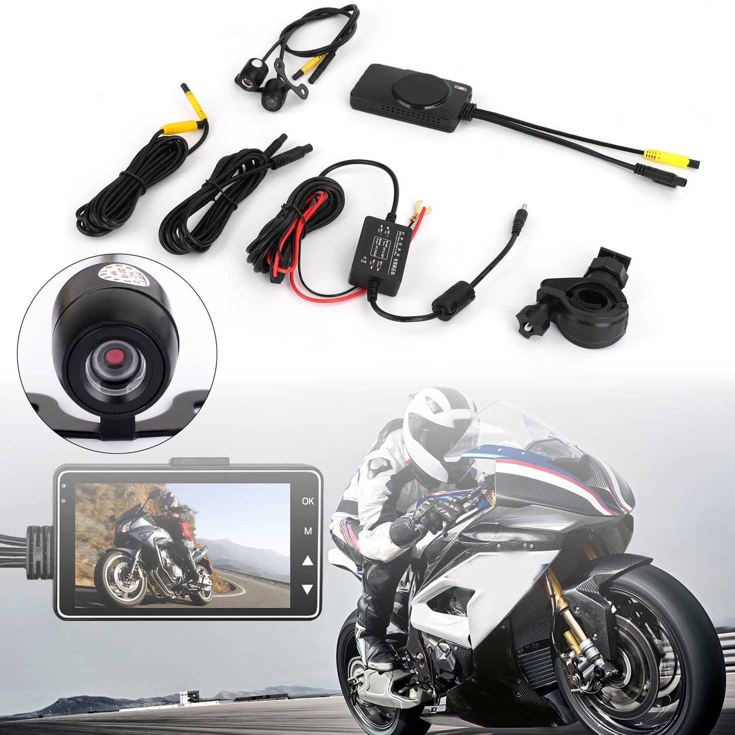 Videoregistratore DVR per videocamera a doppia azione impermeabile da 3 "140 ° per moto IP68 Generico