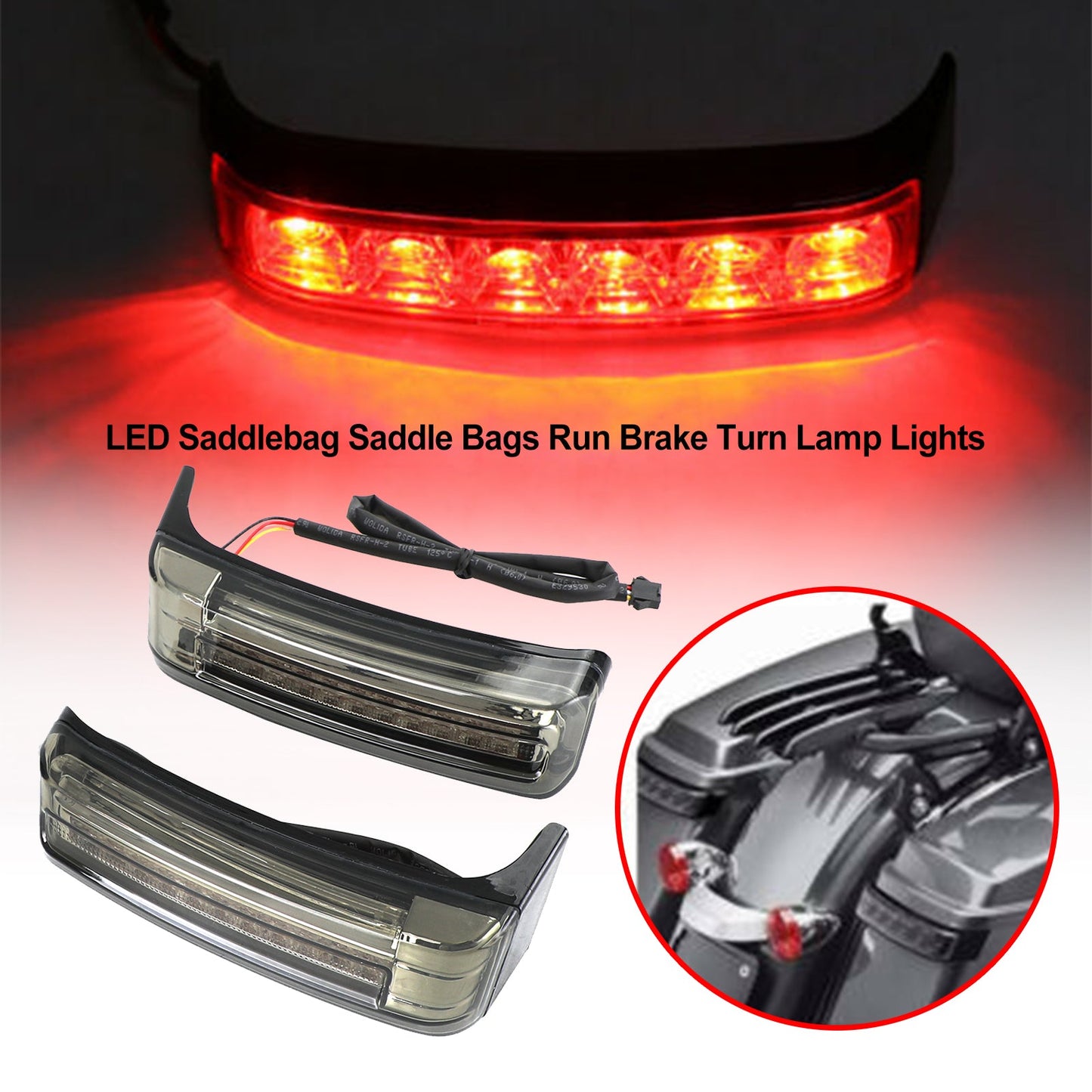 LED Bisaccia Borse da sella Run Brake Turn Lamp Lights per Touring 2014-2021 Generico