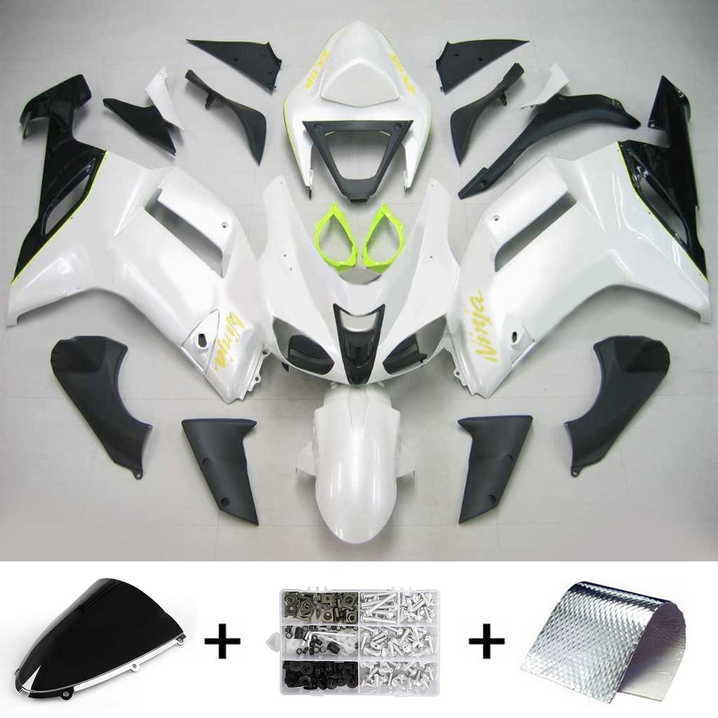 Amotopart Kawasaki 2007-2008 ZX6R 636 WEI? Con un kit di vendita logo giallo