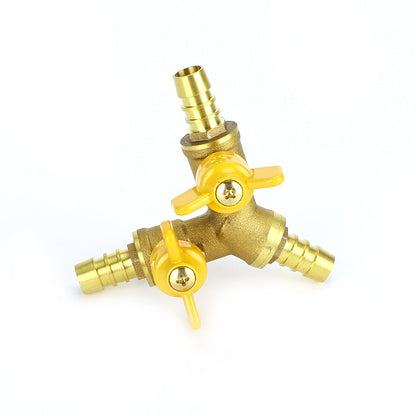 Raccordo per valvola a sfera di intercettazione in ottone a 3 vie a forma di Y da 3/8 "ID