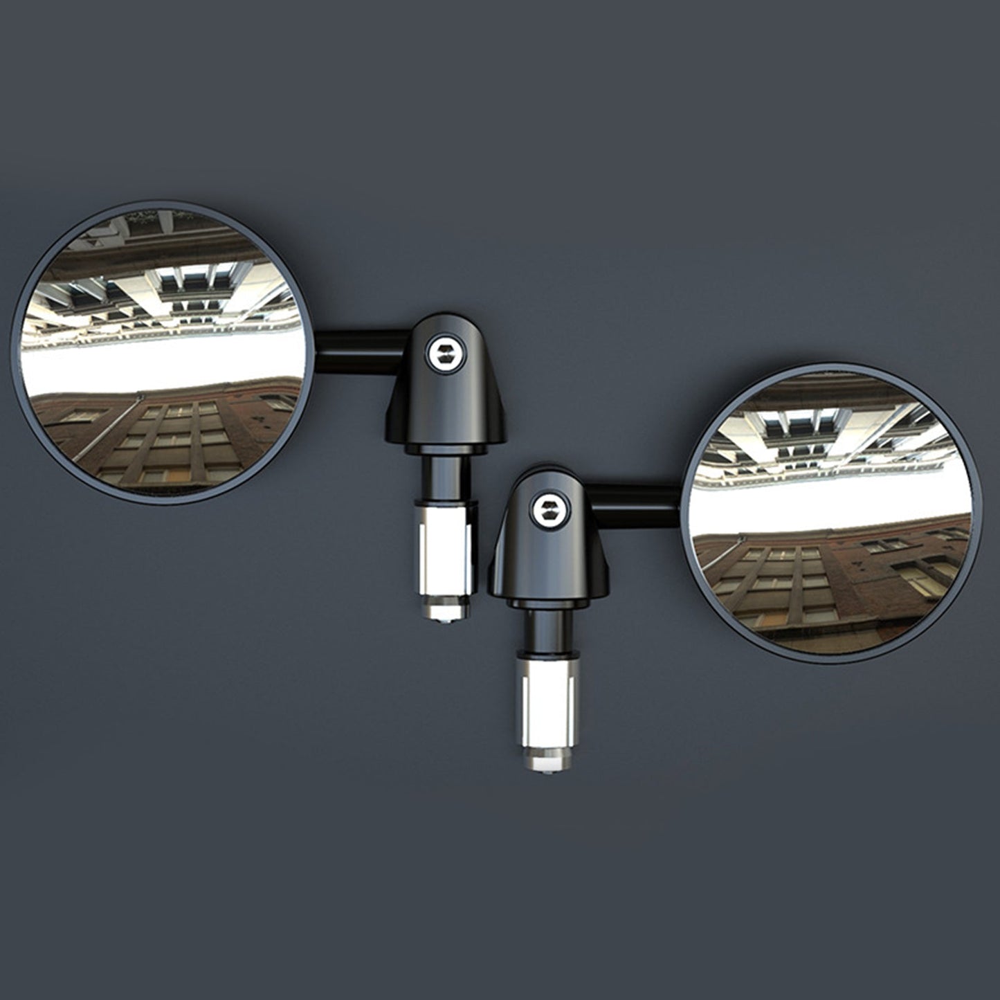 Specchietti retrovisori manubrio regolabili da 22 mm, neri, specchio CONVEX da 73 mm, ID moto 16-18 mm generici