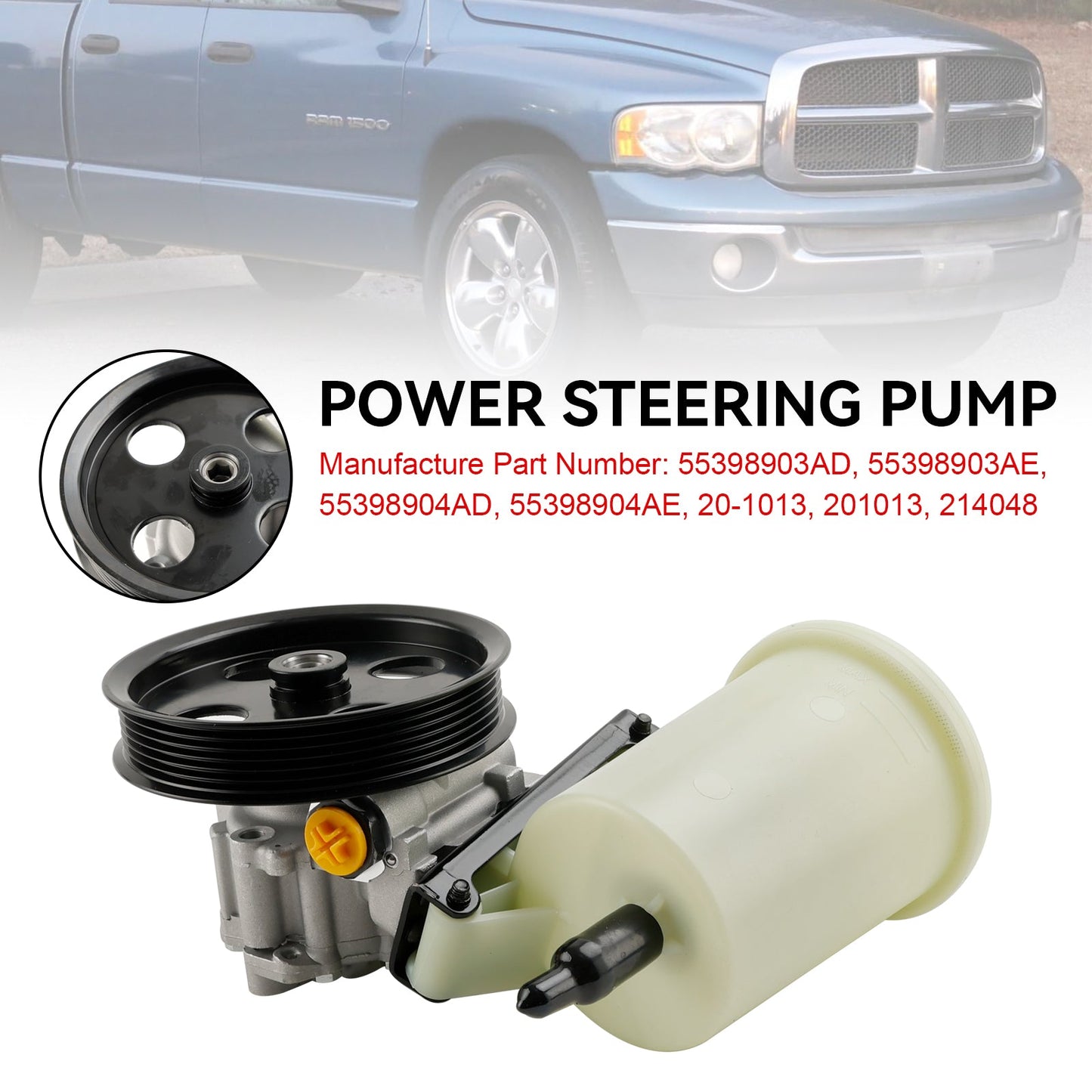 Dodge RAM 1500 2009-2010 Pompa del servosterzo con puleggia e serbatoio