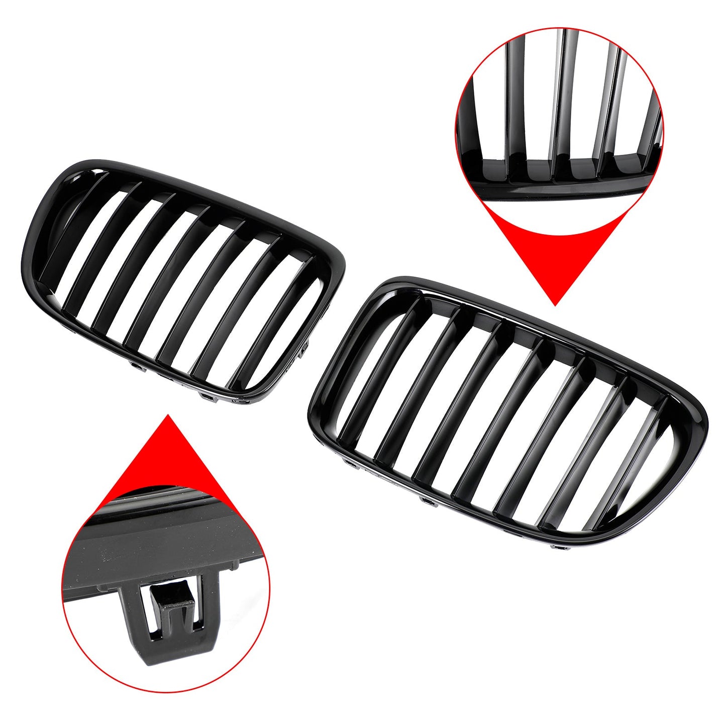 BMW X1 E84 2009-2014 SUV Nero Lucido Front Hood Reni Griglia Griglia