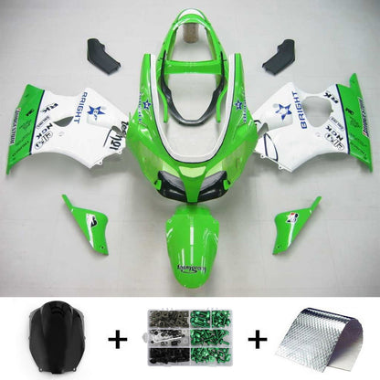 Amotopart 2000-2002 Kawasaki ZX6R Cladding Green White Kit