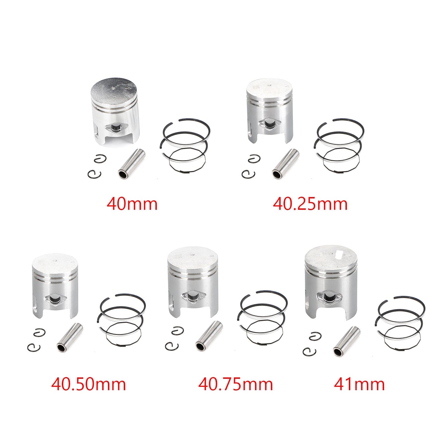 Kit clip perno anello pistone per Can-Am Mini Ds Quest 50 2002-2006 STD(40mm)0.25MM(40.25mm)0.50MM(40.50mm)0.75MM(40.75mm)1.00MM(41mm)Diametro generico