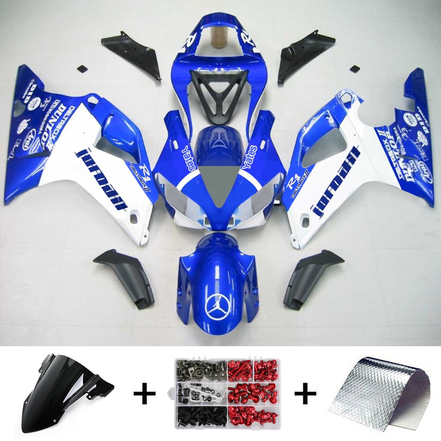 Amotopart 2000-2001 Yamaha YZF 1000 R1 Kit di carenatura blu e bianca