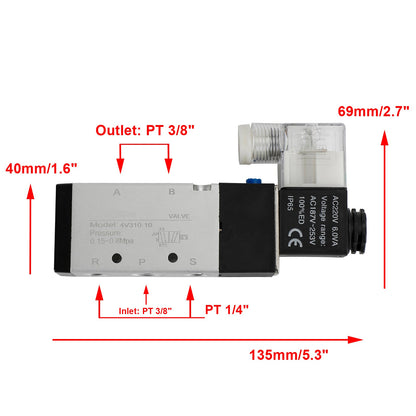 Elettrovalvola elettrica pneumatica a solenoide 4V310-10 2 posizioni 5 vie PT 3/8"