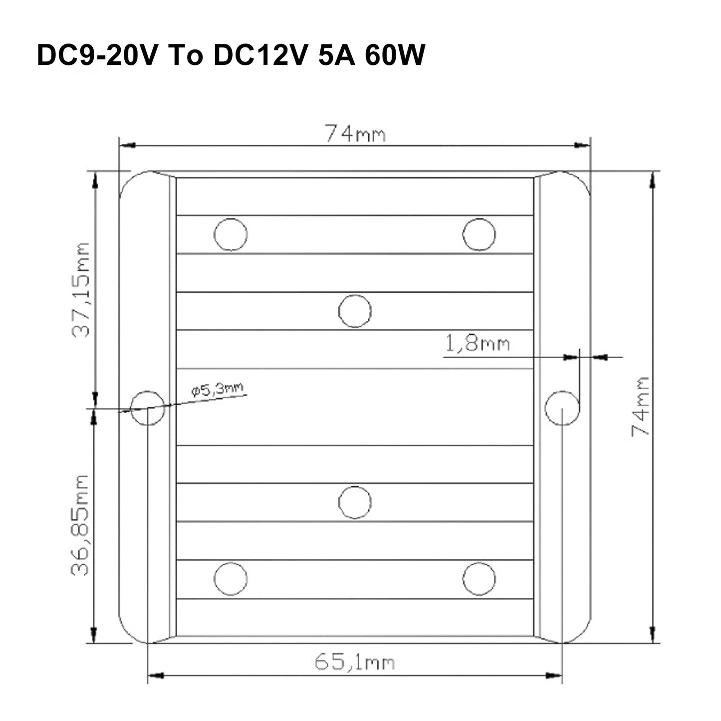 Convertitore DC 9V-20V a DC 12V 5A Boost Buck Regolatore di tensione del modulo di alimentazione