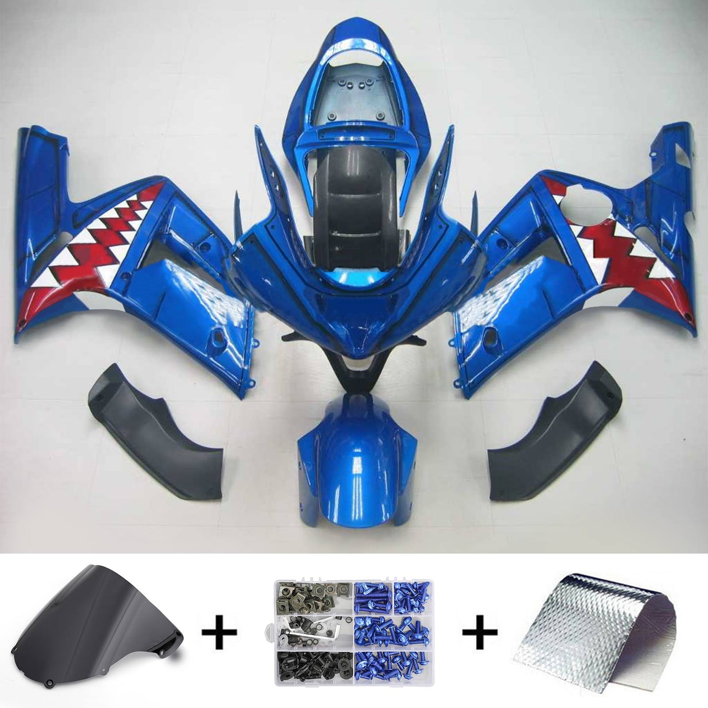 Amotopart 2003-2004 Kawasaki ZX6R 636 Kit trigger blu squalo