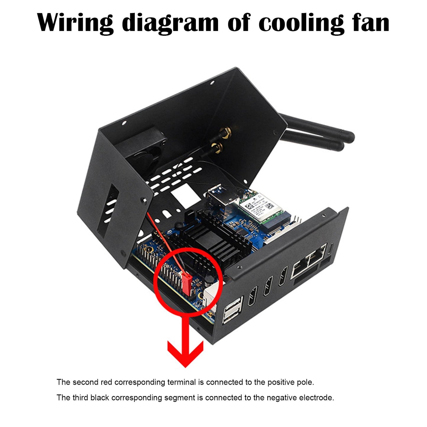 Case di raffreddamento in metallo Orange pi 5 Plus con ventola e antenna esterna WIFI