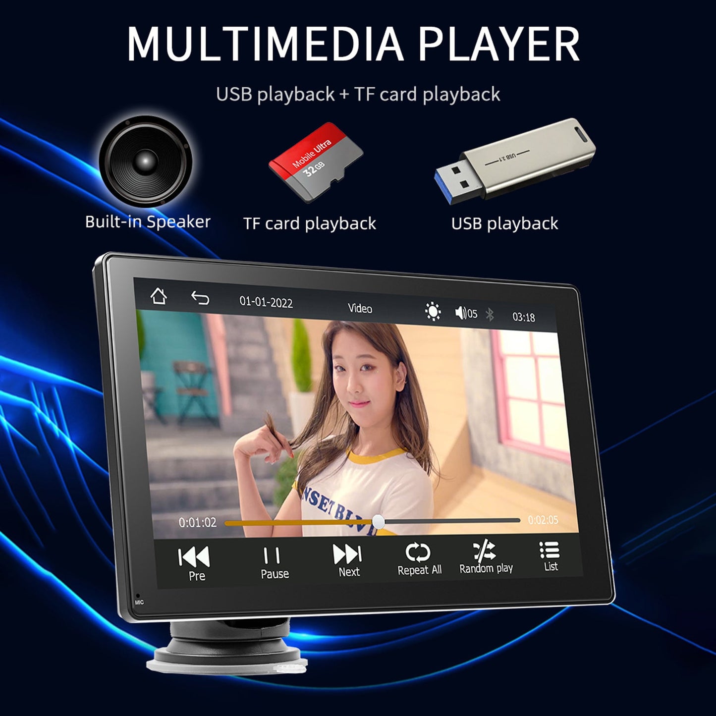 Lettore MP5 per auto da 9" Apple Carplay/Android Auto Auto Radio Bluetooth 4 Fotocamera LED