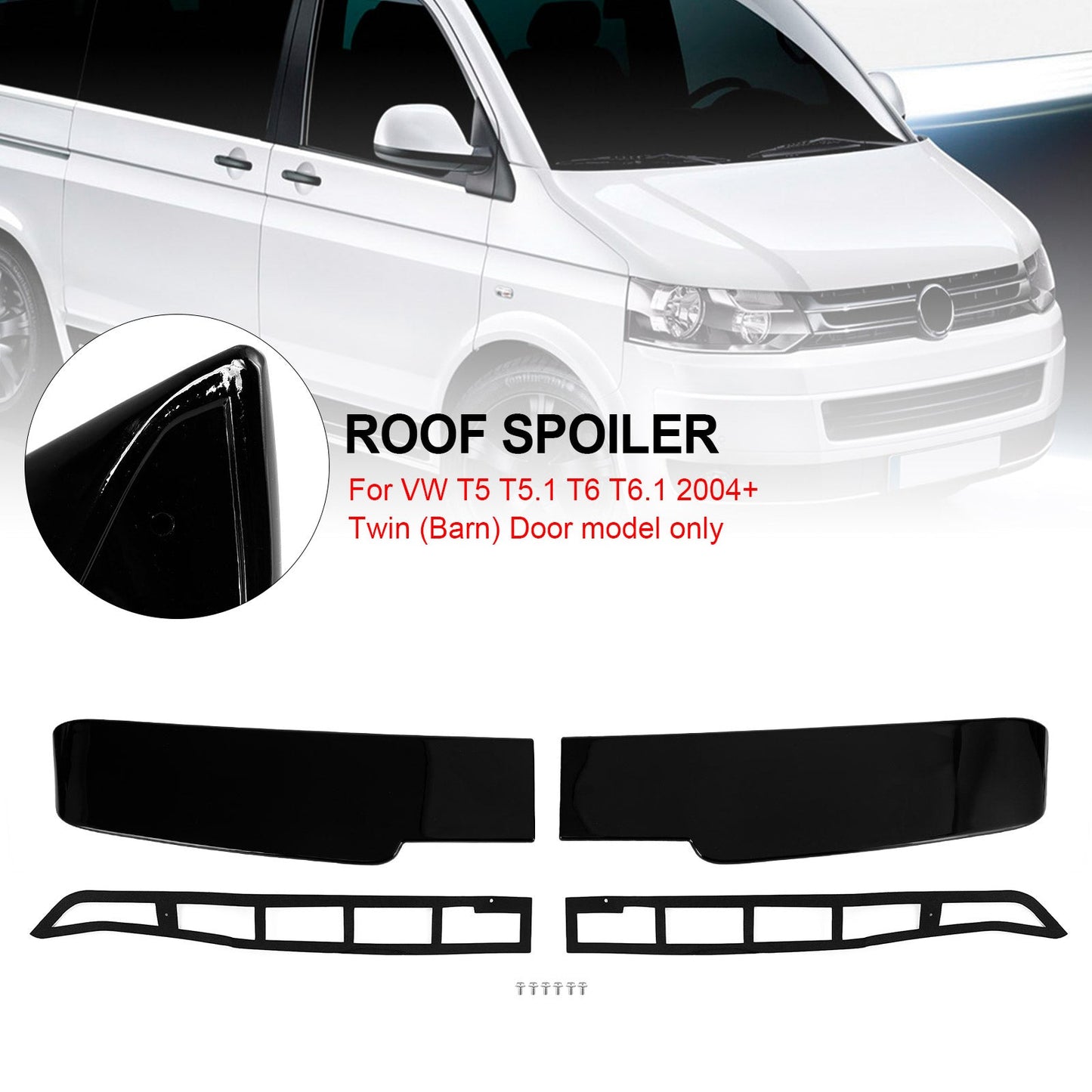 Spoiler nero per porta della stalla Premium adatto per VW Transporter T5 T5.1 T6 T6.1