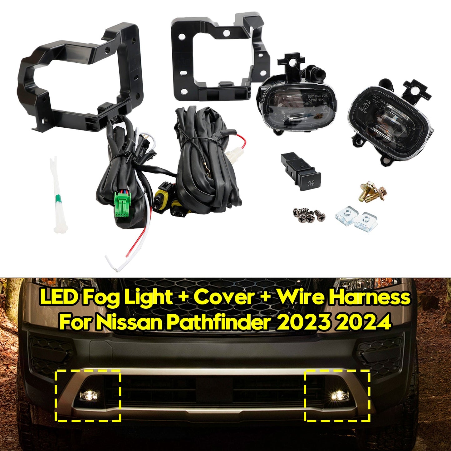 Nissan Pathfinder 2023 2024 Coppia kit fendinebbia LED paraurti anteriore con DOT SAE