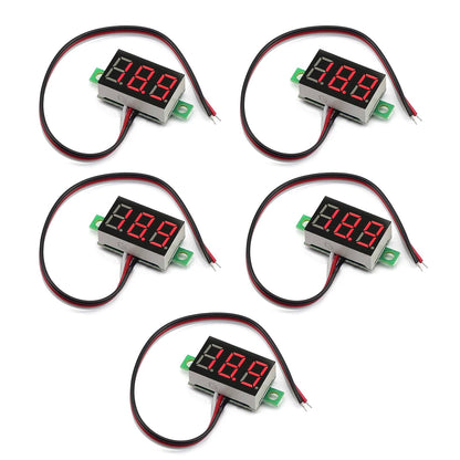 5x Mini DC 0-30V LED rosso Pannello voltmetro a 3 display digitale calibrabile