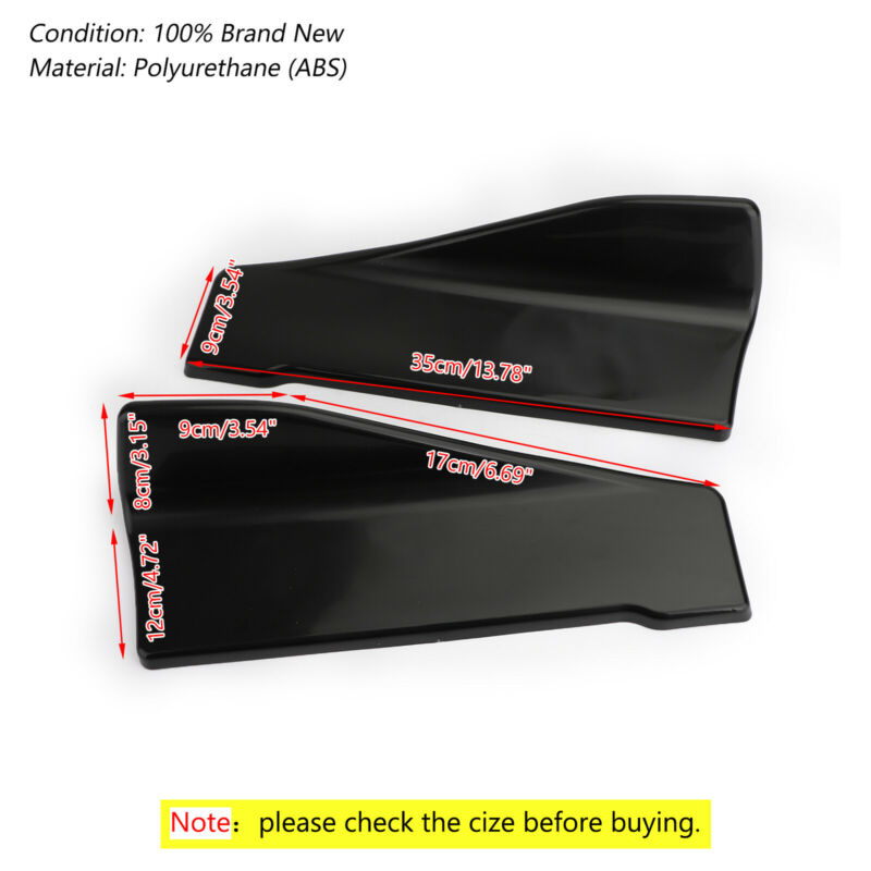 2pcs 35cm Gonna Spoiler Posteriore Labbro Estensione Rocker Splitter Winglet Wings Nero Generico
