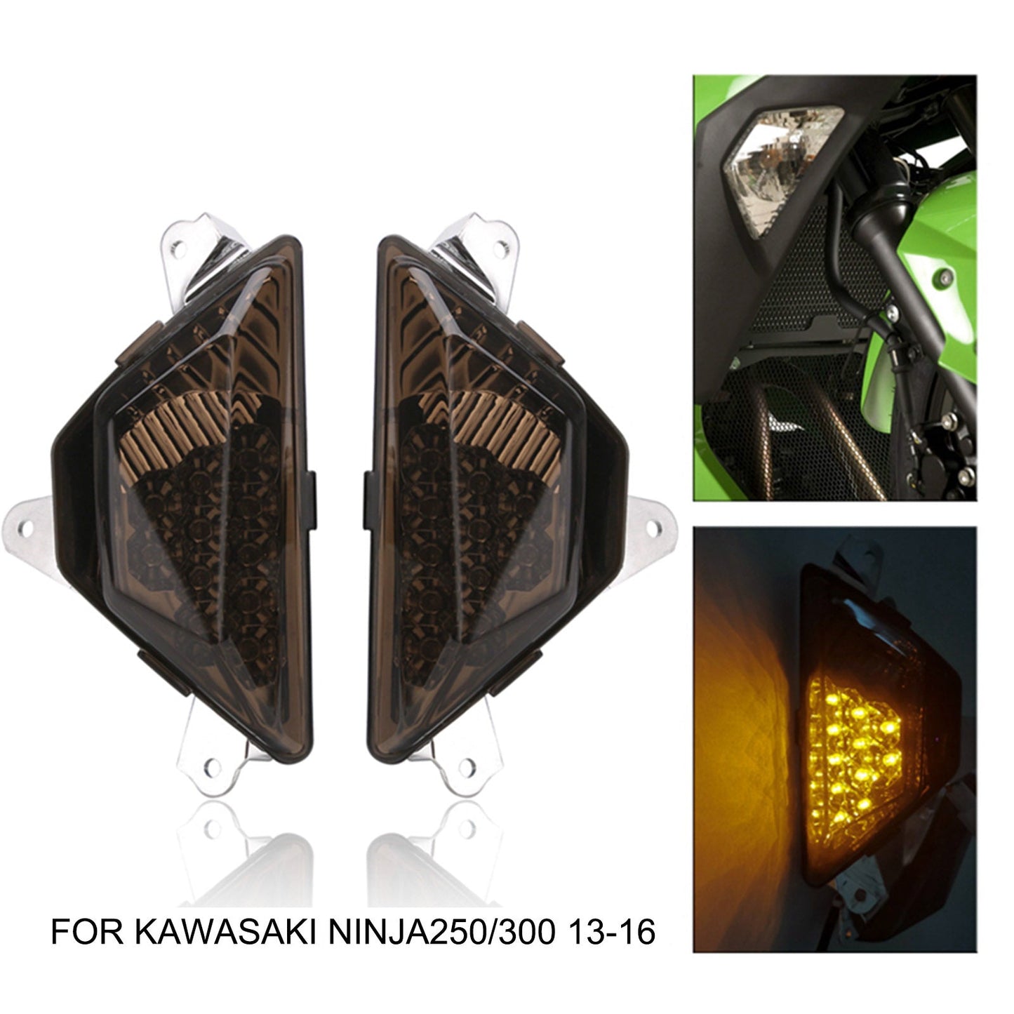 KAWASAKI NINJA 250 300 400 650 1000 EX650 Lampada per indicatori di direzione anteriori a LED per moto