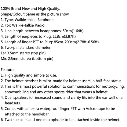 Dito PTT Moto Casco Auricolare MIC per Radio Kenwood Retevis TYT Baofeng