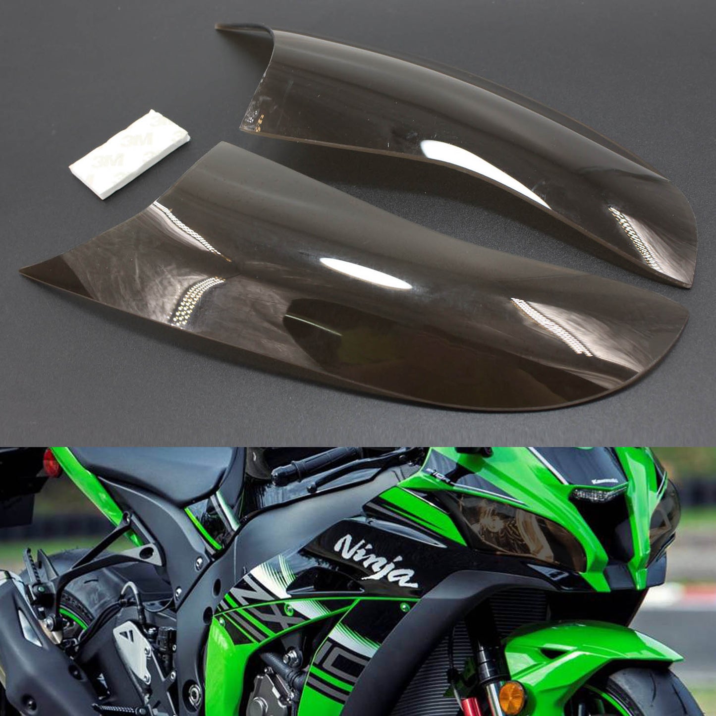 Coperchio di protezione lente faro anteriore adatto per Kawasaki Zx-10R Zx 10R 16-18 fumo generico