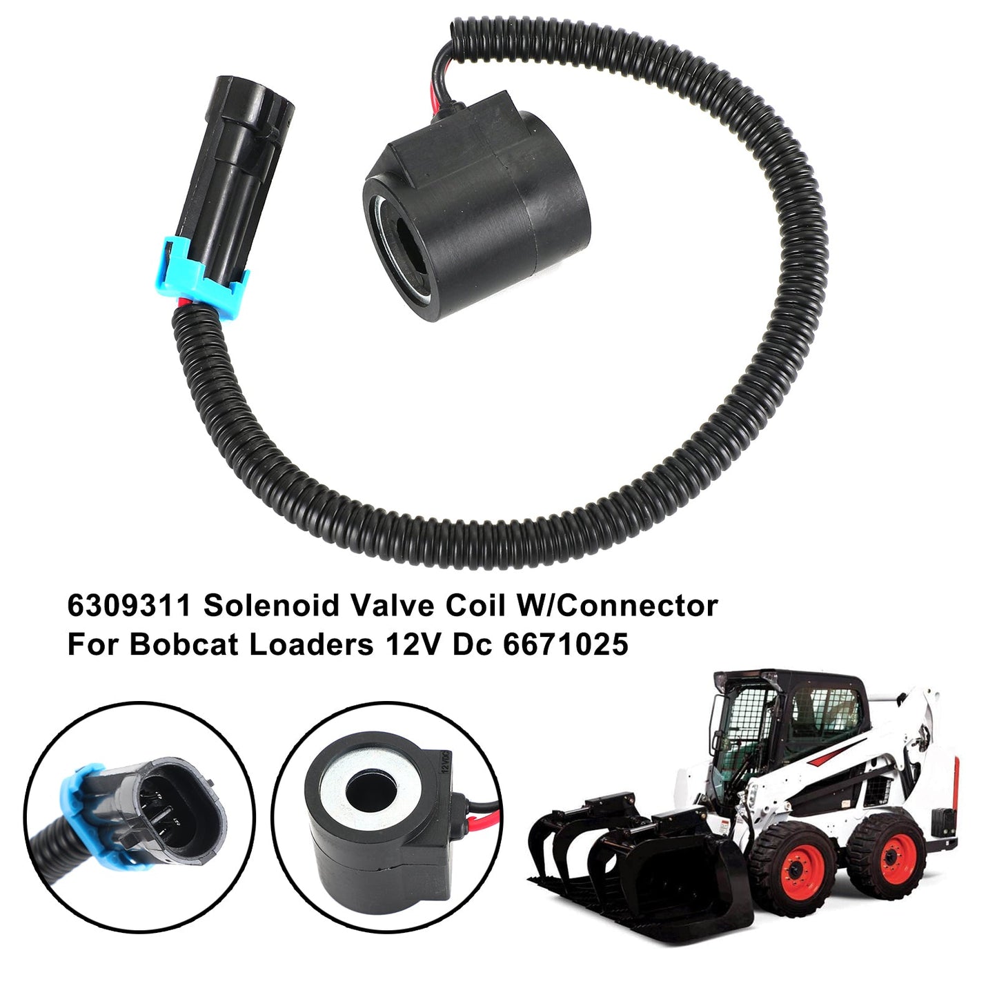 6309311 Bobina elettrovalvola con connettore per caricatori Bobcat 12V cc 6671025 Generico
