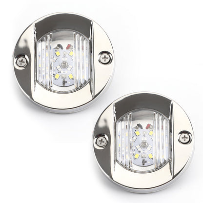 2PCS LED Marine Boat Yacht Specchio di poppa Cromo Ancora Luce di poppa Rotonda 2835-SMD 12V