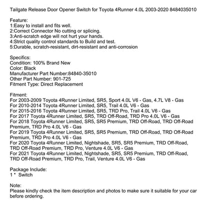Portellone Rilascio Interruttore Apriporta per Toyota 4Runner 4.0L 2003-2020 8484035010 Generico