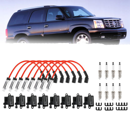 2003-2005 Chevrolet Express 2500 GMC Savana 1500 2500 3500 Confezione da 8 bobine di accensione quadrate e cavo per candele