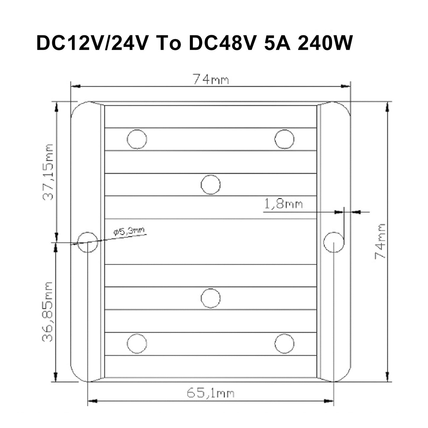 DC-DC 12/24V-48V 5A 240W Step Up Convertitore di alimentazione per auto Regolatore Impermeabile