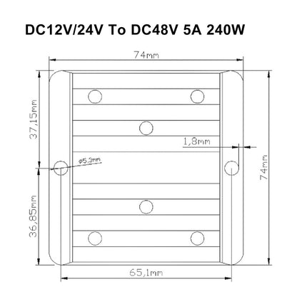 DC-DC 12/24V-48V 5A 240W Step Up Convertitore di alimentazione per auto Regolatore Impermeabile
