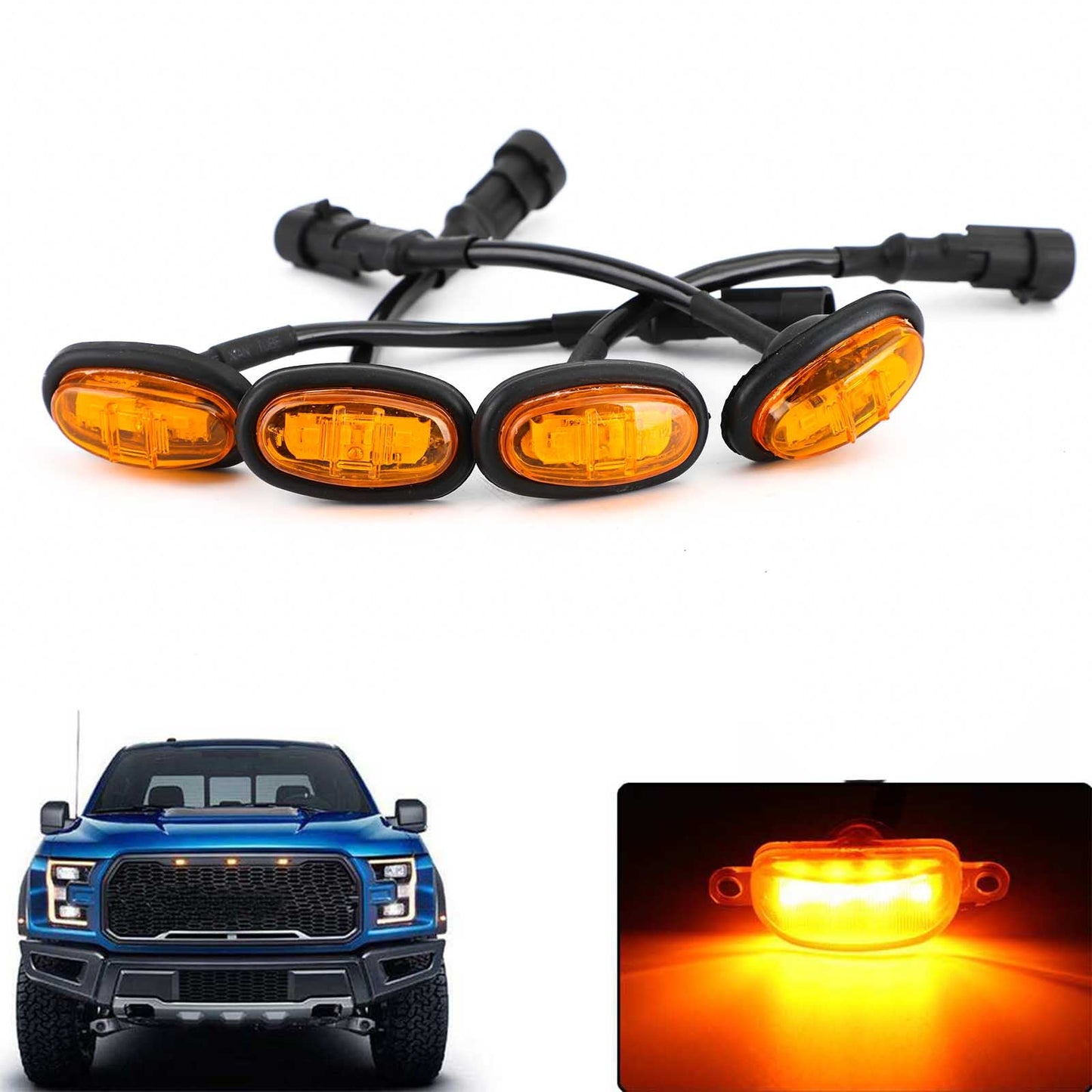 4PCS Ford F-150 Raptor 2017-2019 Bapmic Parafango Ruota Segnale Led Luce