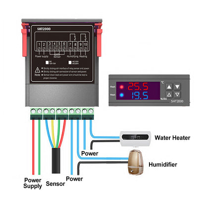 SHT2000 Temperatura Umidità Igrometro Termostato Ac110-230V/Dc12V/24V Sensore