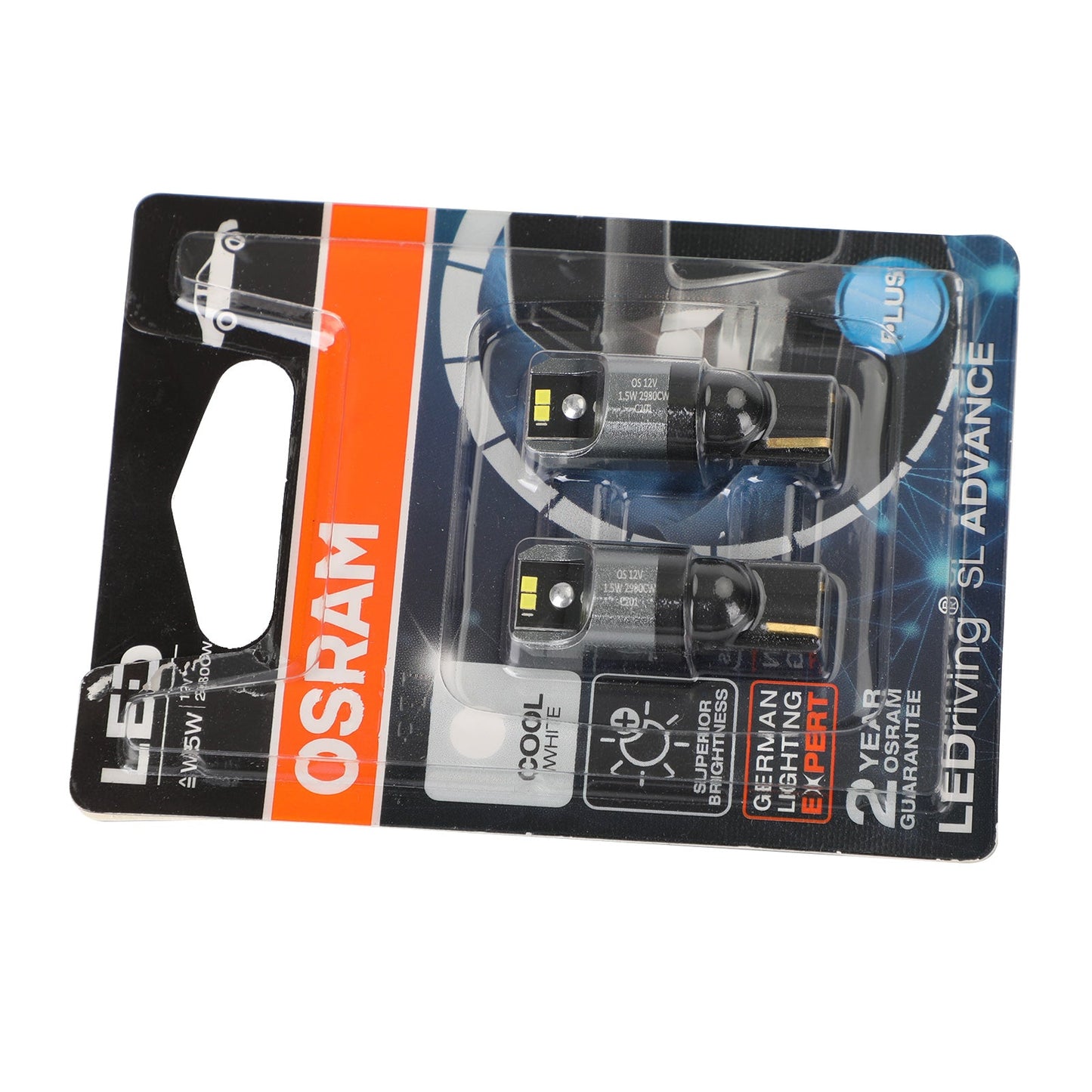 2x per lampadine ausiliarie per auto OSRAM 2980CW LED W5W 12V1.5W W2.1x9.5d generico
