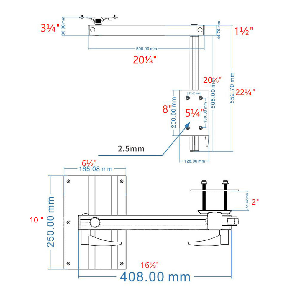 Rv Table Leg Girevole per piegatura e regolazione Marine