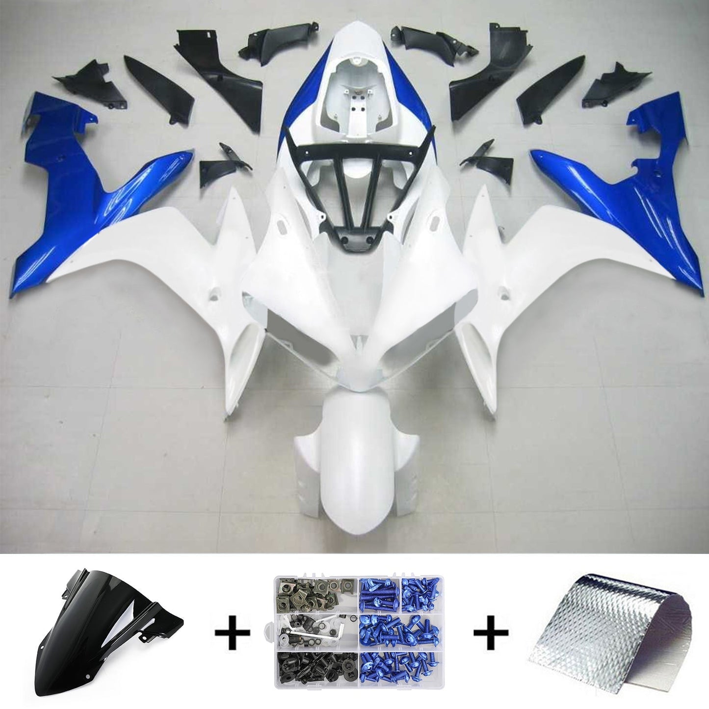 Amotopart Yamaha 2004-2006 YZF 1000 R1 Kit di carenatura blu bianca