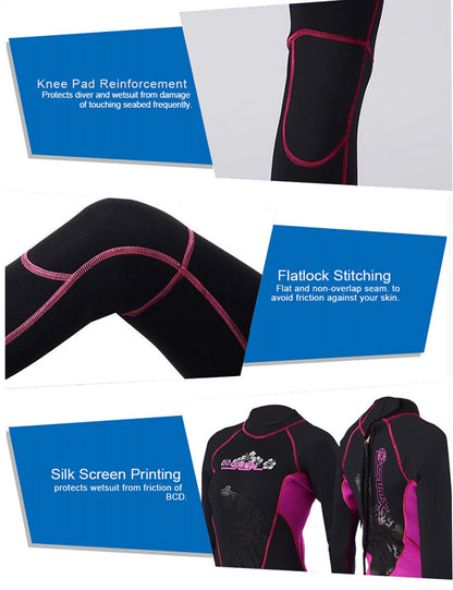 Muta da sub in neoprene da donna 3MM Muta da sub da surf Completo da snorkeling per lo snorkeling Triathlon