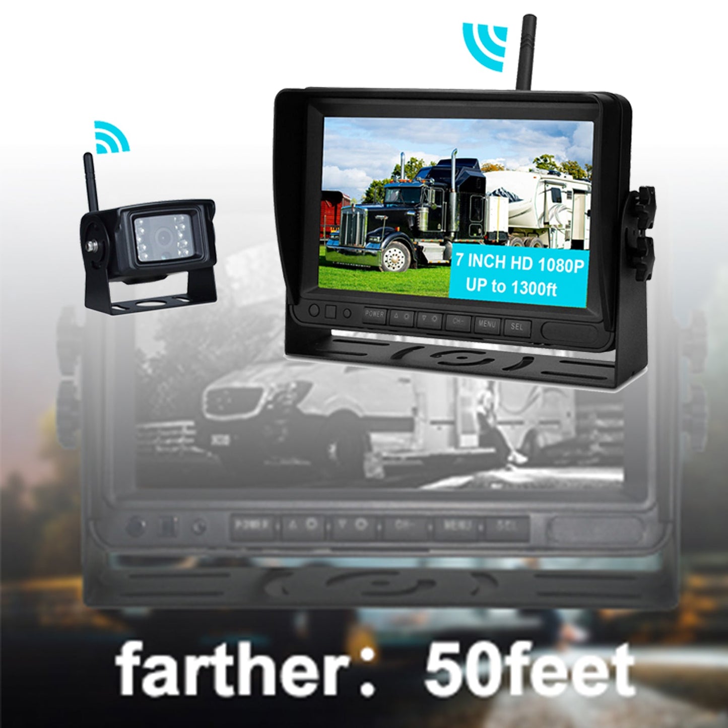 7" Wireless AHD 1080P Display 1CH Kit telecamera di retromarcia per retromarcia per camion rimorchio