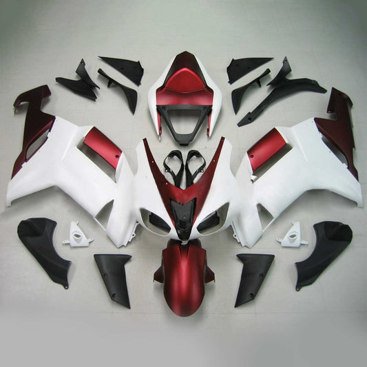 Amotopart Kawasaki 2007-2008 ZX6R 636 Kit di paura bianco rosso