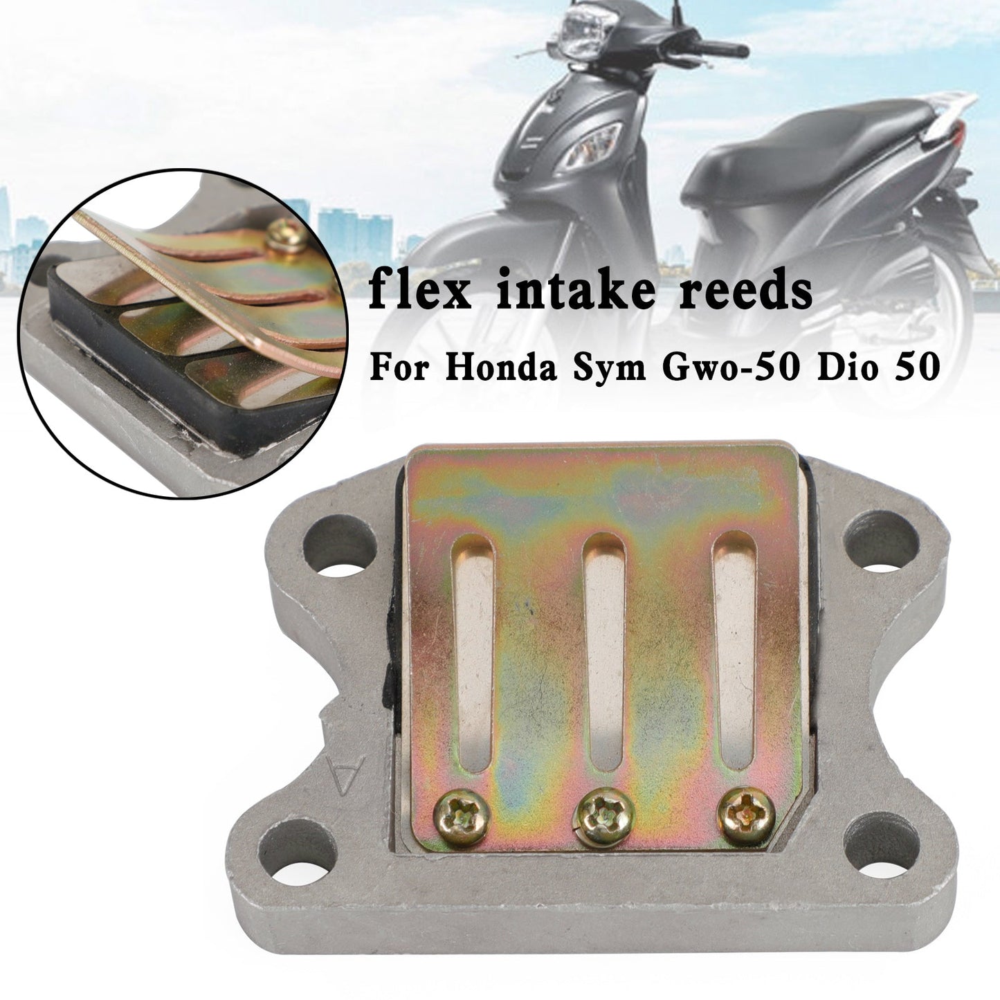 213.0049 Valvola Lamellare Per Honda Sym Gwo-50 Dio 50 Zx Orizzontale