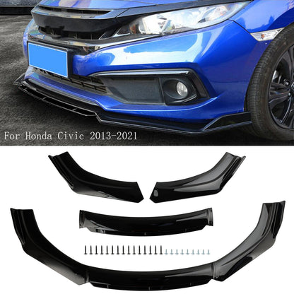 4 pezzi protezione diffusore splitter kit corpo labbro paraurti anteriore universale per auto nero