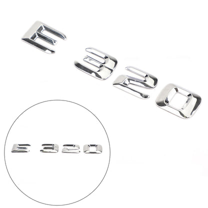 Distintivo dell'emblema del bagagliaio posteriore Targhetta decalcomania Lettere Numeri Fit Mercedes E320 Chrome Generico