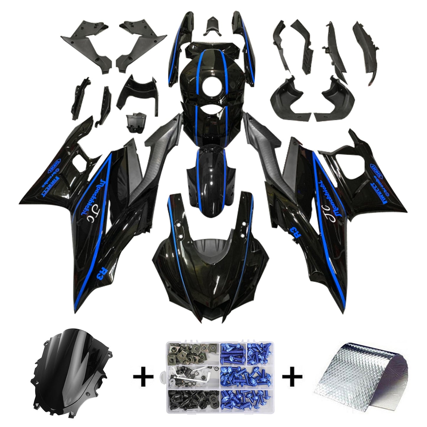 2022-2023 Yamaha YZF-R3 R25 Kit carenatura iniezione Carrozzeria Plastica ABS
