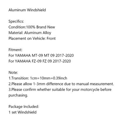 Parabrezza Parabrezza Scudo Protector Nero Per YAMAHA FZ 09 MT 09 2017-2020 Generico