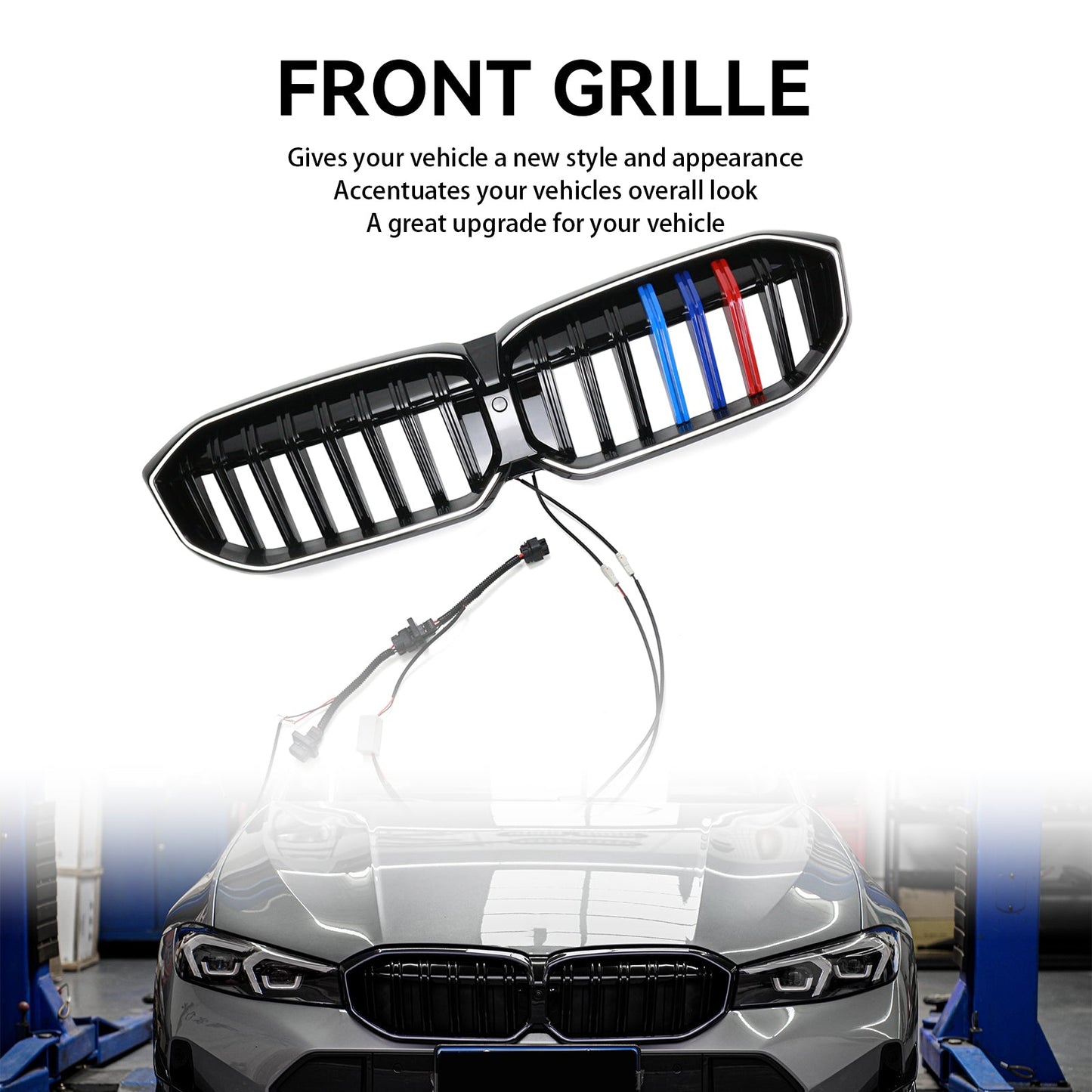 BMW Serie 3 G20 G28 2023-2024 M Maglia della griglia del rene anteriore nero lucido