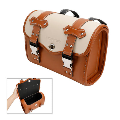 Borsa per attrezzi laterale per borsa laterale Borsa universale in tinta unita per moto Marrone-Bianco